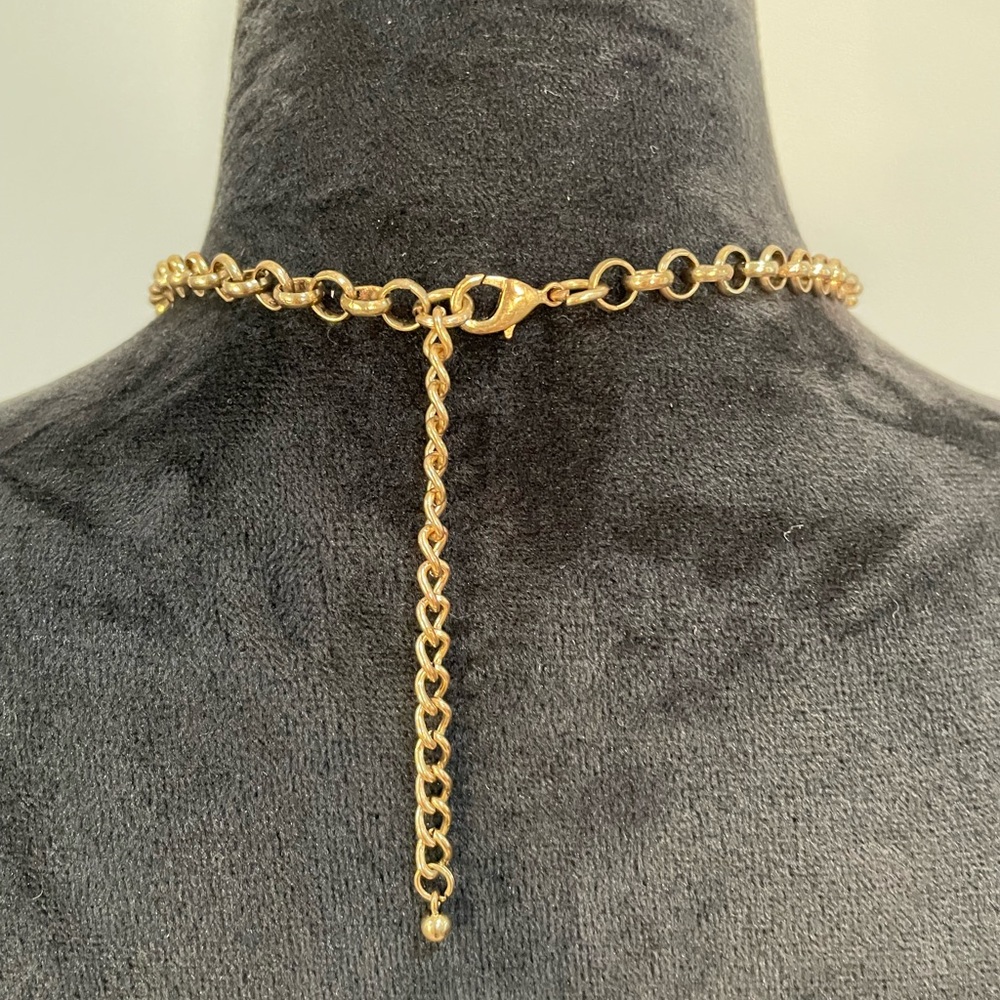 Goldtone & Crystal Art Deco Statement Bib Necklace - Picture 12 of 15